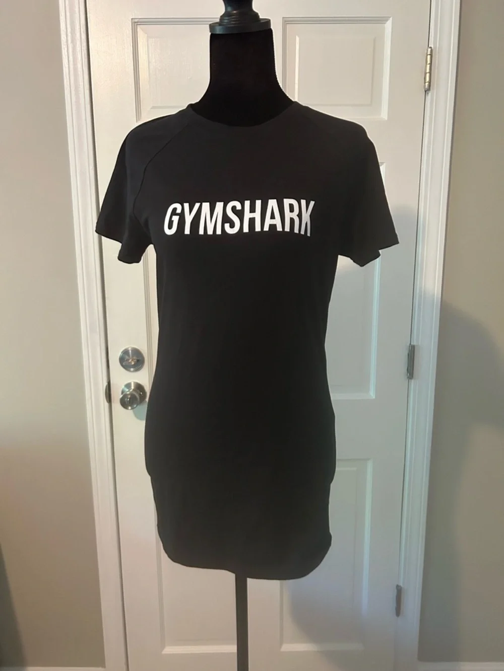 Gymshark Black Short-Sleeve Logo Tee - White Print